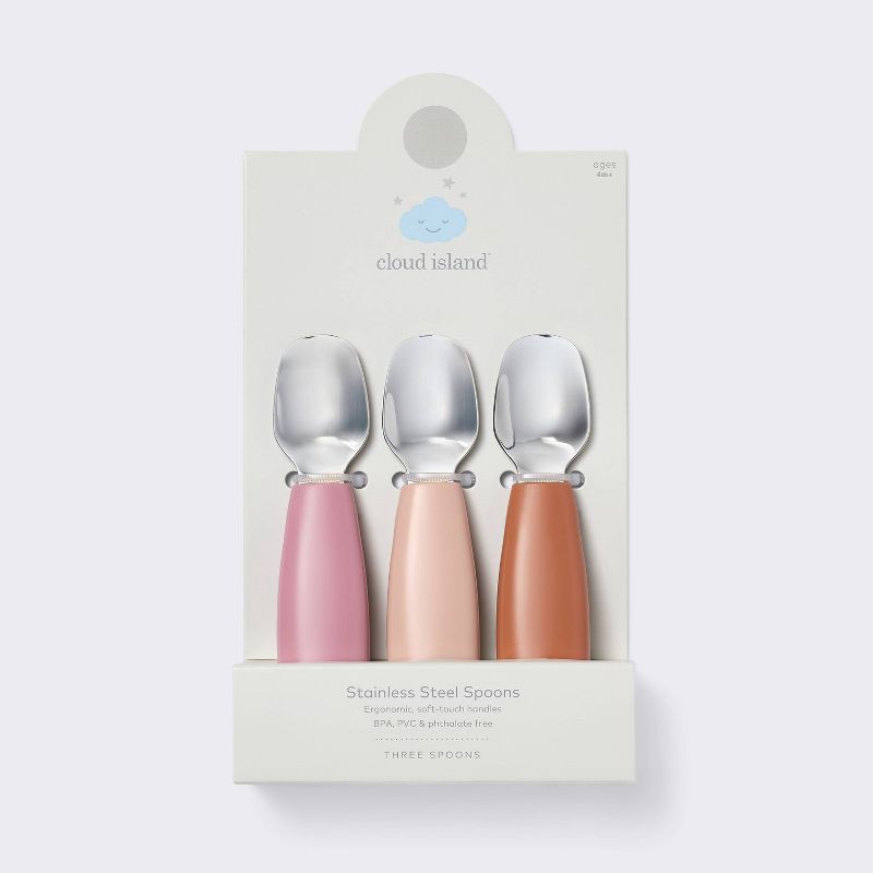 slide 3 of 3, Stainless Steel Spoons - 3pk - Pink/Rust - Cloud Island™, 3 ct