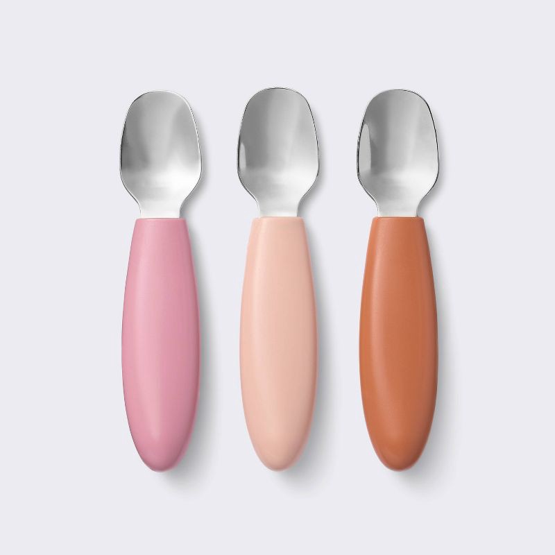slide 1 of 3, Stainless Steel Spoons - 3pk - Pink/Rust - Cloud Island™, 3 ct