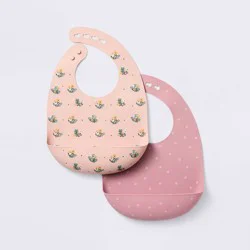 Silicone Bibs - 2pk - Flowers/Dots - Cloud Island™