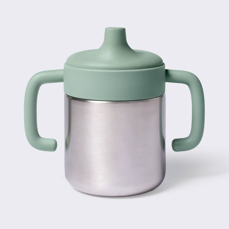slide 2 of 4, 8oz Stainless Steel Sippy Cup - Green - Cloud Island™, 8 oz
