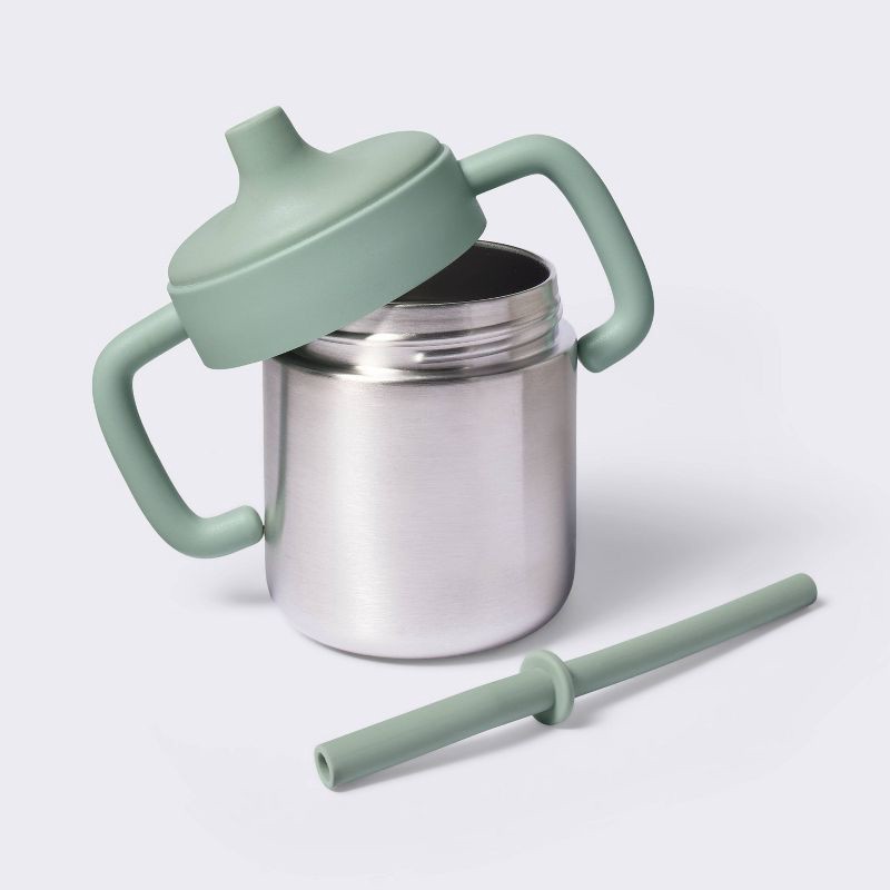 slide 1 of 4, 8oz Stainless Steel Sippy Cup - Green - Cloud Island™, 8 oz