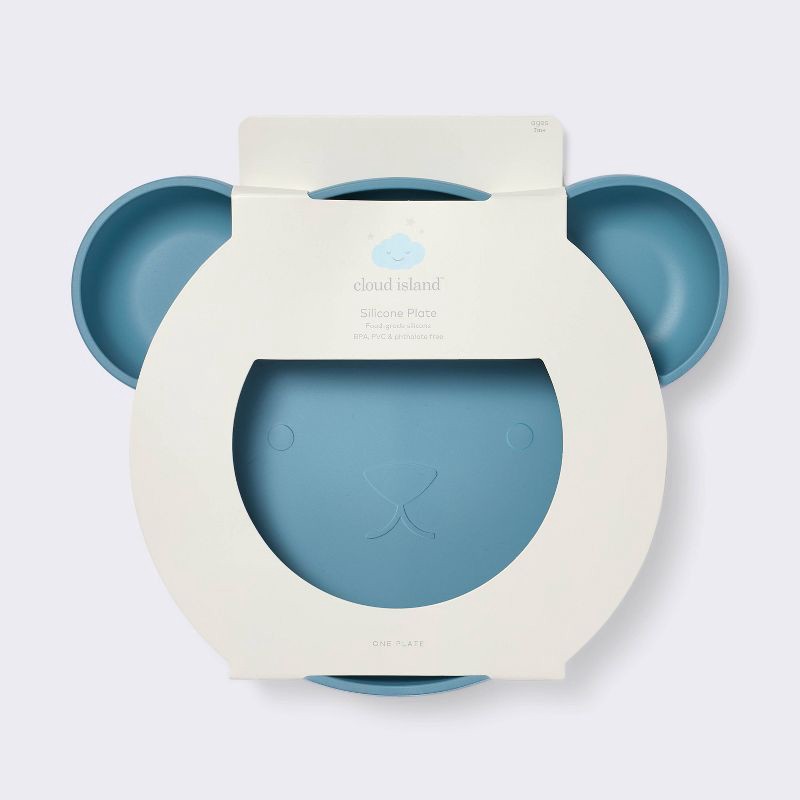 slide 3 of 3, Silicone Dining Plate - Blue Bear - Cloud Island™, 1 ct