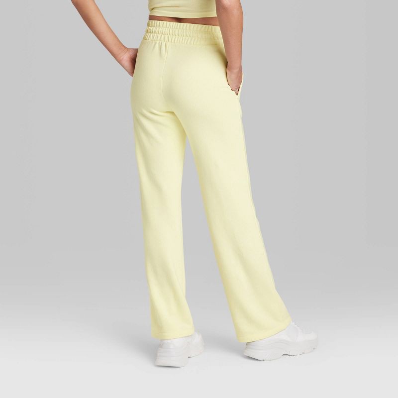 Women's High-Rise Wide Leg French Terry Sweatpants - Wild Fable™ Yellow S 1  ct