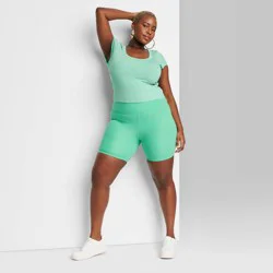 Women's High-Rise ButterBliss Bike Shorts - Wild Fable™ Mint Green XXL