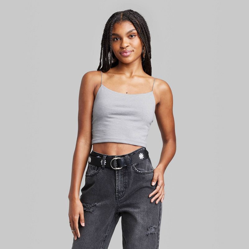 Women's Cropped Cami Tank Top - Wild Fable™ Light Gray XL