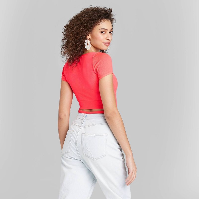 Wild Fable + Short Sleeve Square Neck Cropped Top