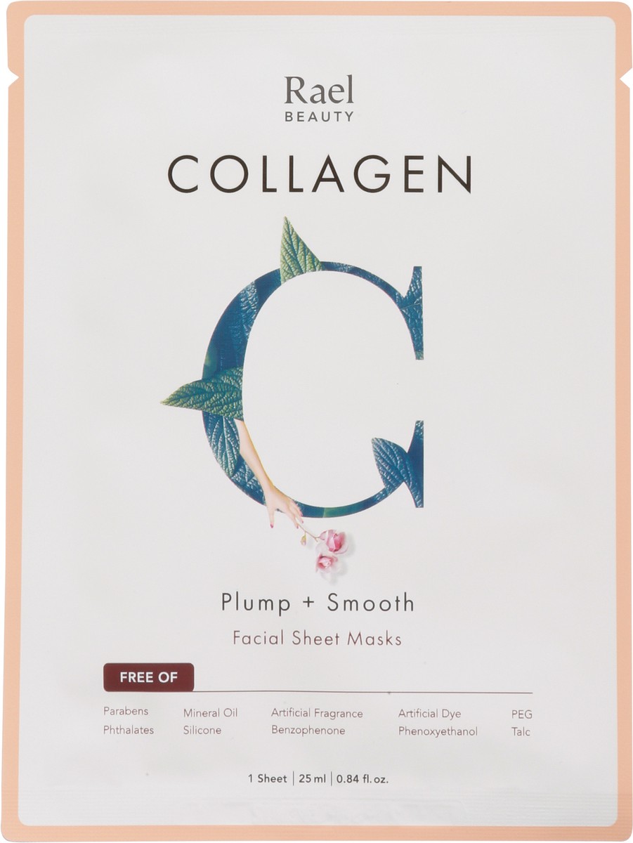 slide 4 of 9, Rael Plump + Smooth Collagen Facial Sheet Masks 1 ea, 1 ct