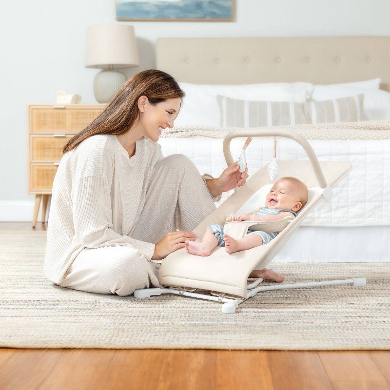 slide 2 of 6, Baby Delight Highland Organic Portable Baby Bouncer - Oat, 1 ct