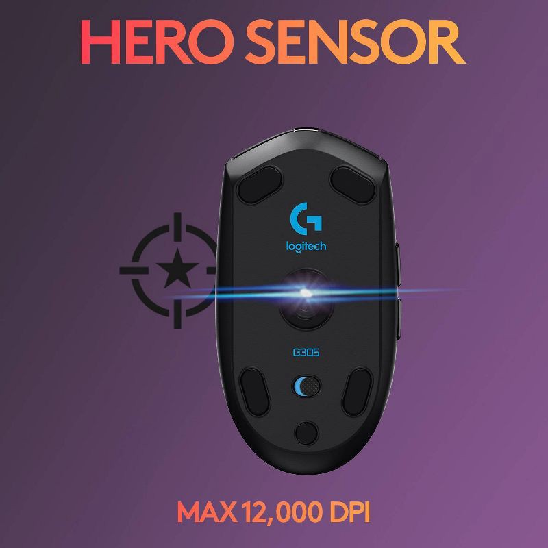 slide 2 of 10, Logitech G305 Lightspeed Wireless Optical Gaming Mouse: USB-A Connection, 6 Buttons, 1 ct