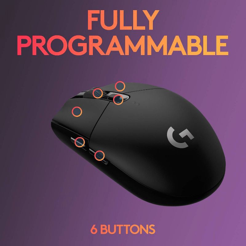 slide 6 of 10, Logitech G305 Lightspeed Wireless Optical Gaming Mouse: USB-A Connection, 6 Buttons, 1 ct