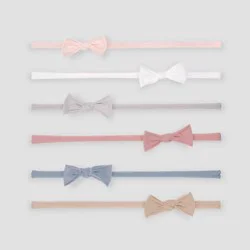 Carter's Just One You® 6pk Baby Girls' Nylon Bow Headwrap - 0-12M: Solid Polyester Headbands