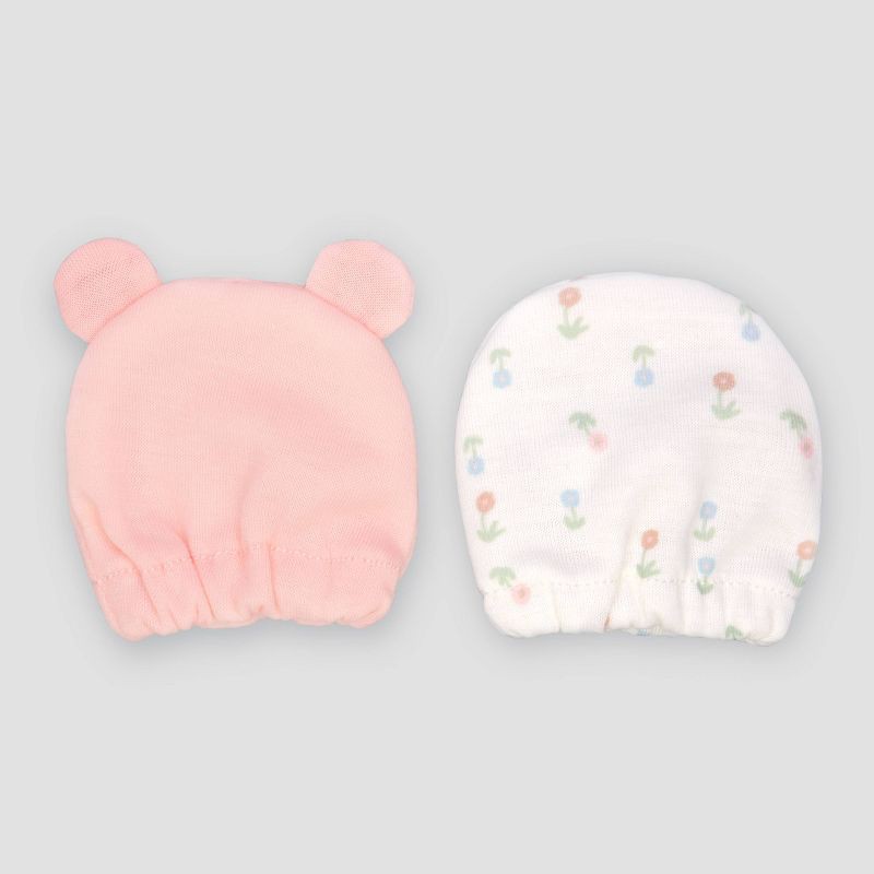 slide 1 of 1, Carter's Just One You® 2pk Baby Girls' Bear Mittens - Pink: Elastic Cuffs, Knit, 0-3 Months, 2 ct