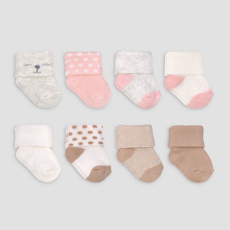 slide 1 of 1, Carter's Just One You® 8pk Baby Girls' Alt Terry Socks: Infant Crew Knit, Solid & Stripe Patterns, 0-3 Months, 8 ct