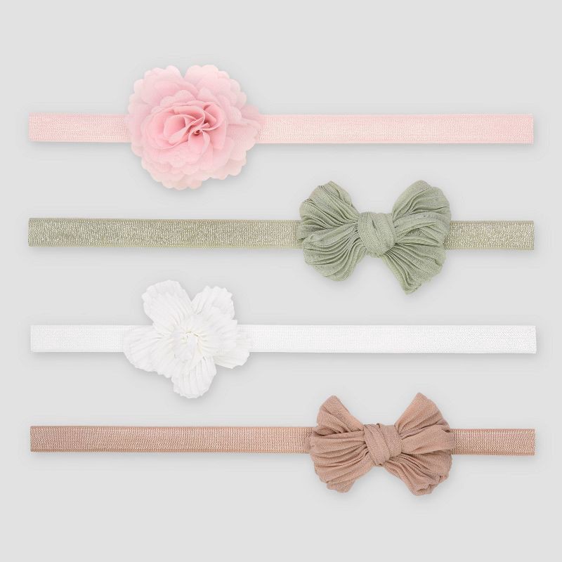slide 1 of 2, Carter's Just One You® 4pk Baby Girls' Headwrap - 0-12M: Polyester Solid Bow Headbands, 4 ct