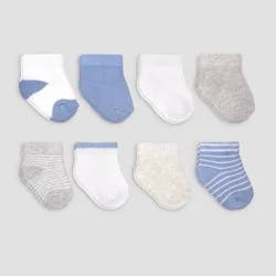 Carter's Just One You® 8pk Baby Boys' Ankle B Basic Terry Socks - 0-3M: Solid & Stripe Knit, Lightweight
