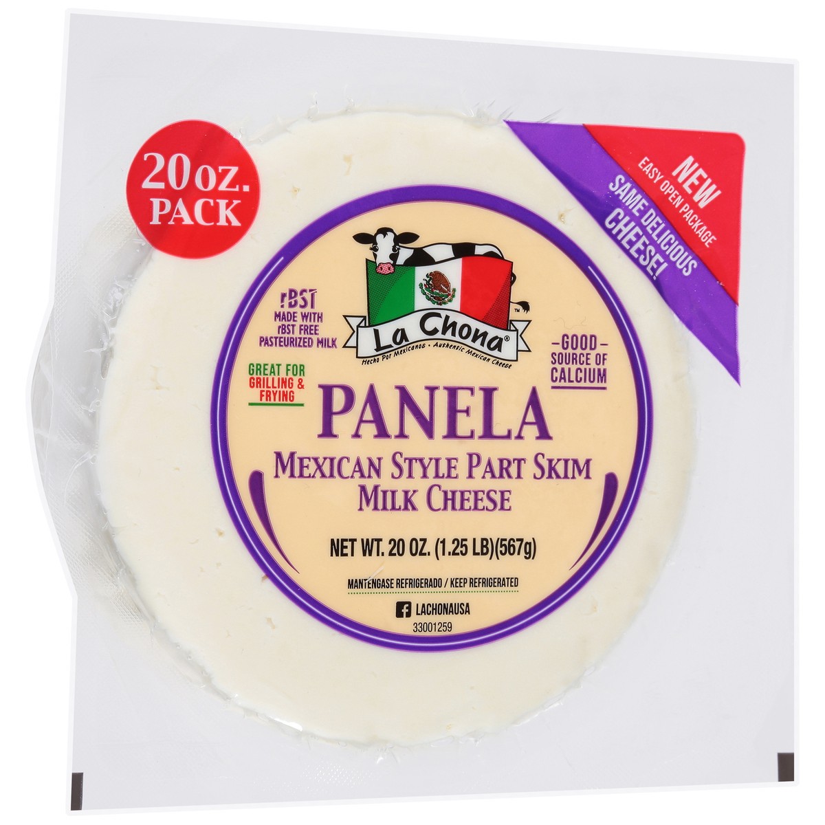 slide 2 of 9, La Chona Part Skim Milk Mexican Style Panela Cheese 20 oz, 20 oz