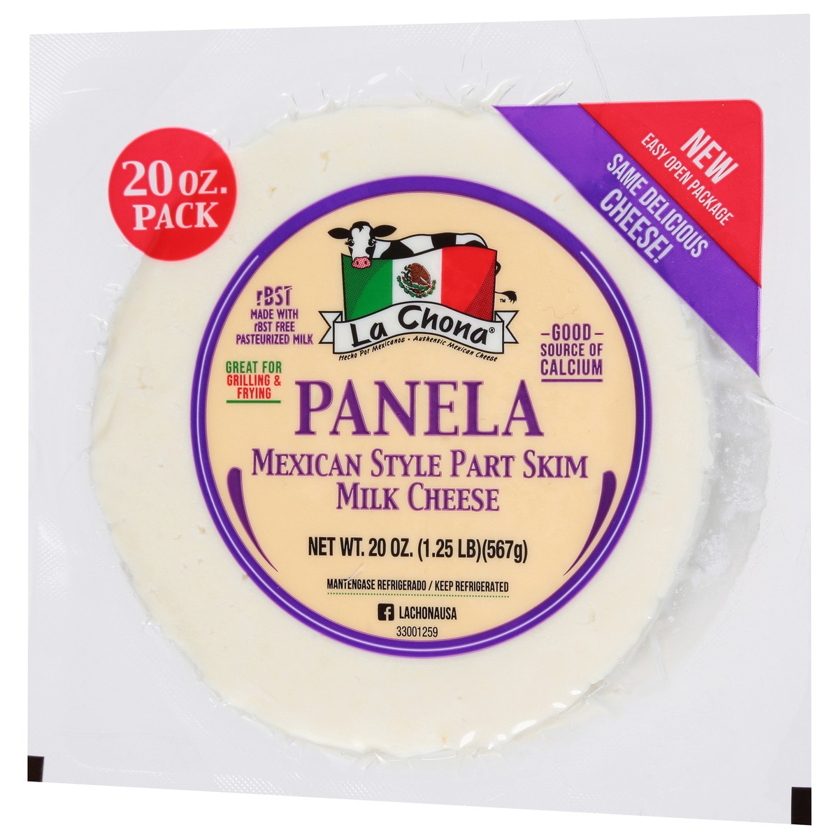 slide 3 of 9, La Chona Part Skim Milk Mexican Style Panela Cheese 20 oz, 20 oz