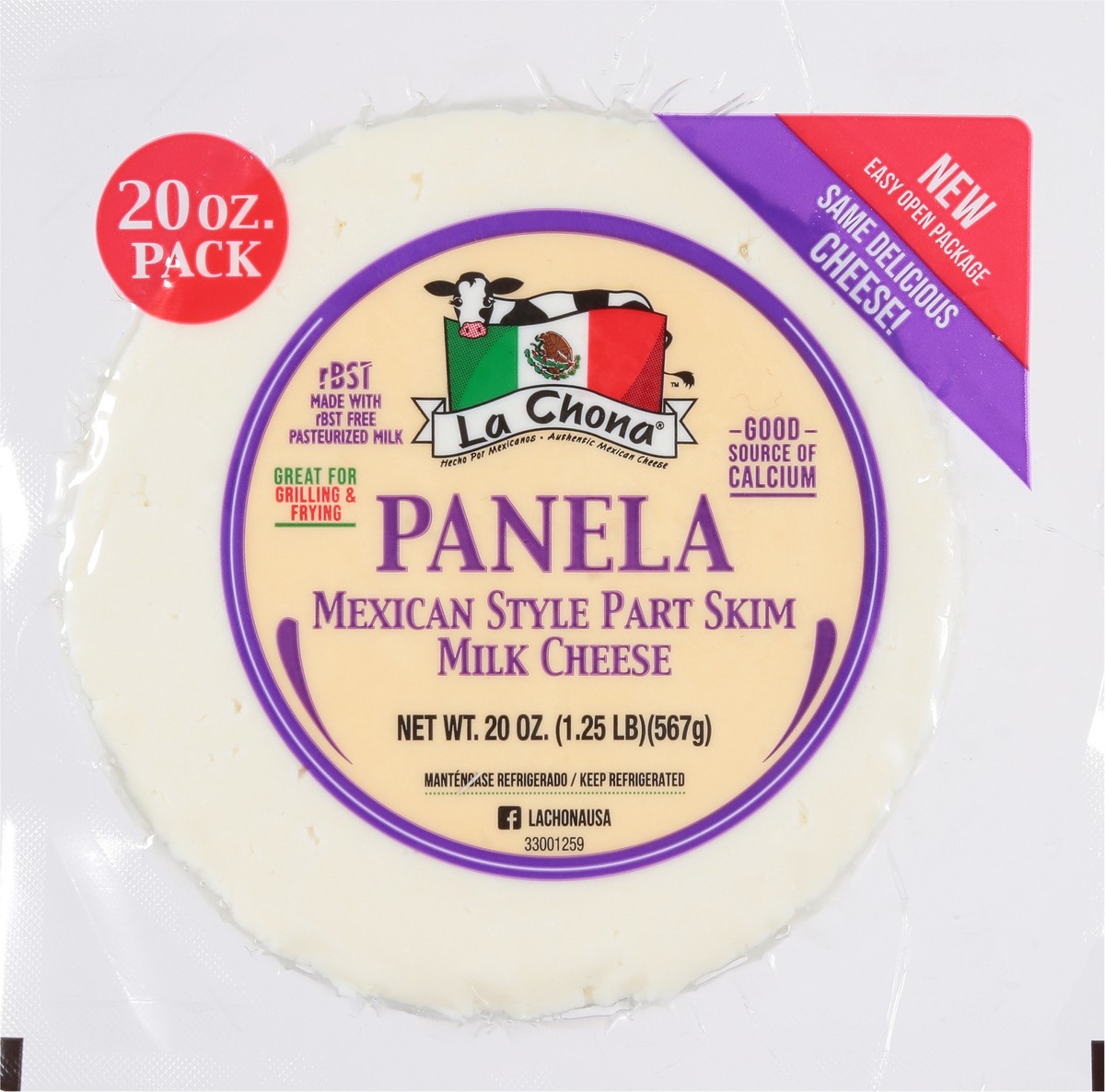 slide 6 of 9, La Chona Part Skim Milk Mexican Style Panela Cheese 20 oz, 20 oz