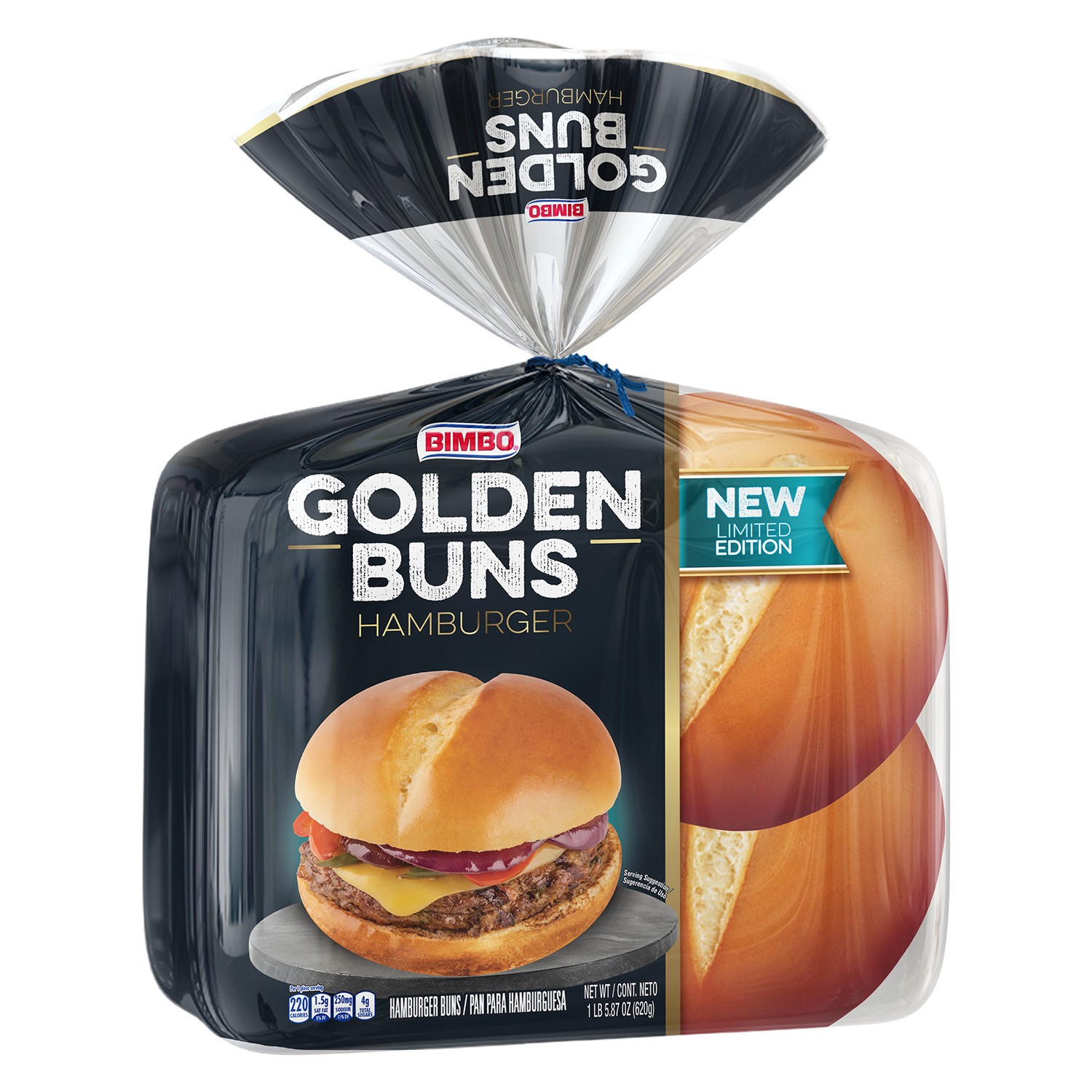 slide 1 of 2, Bimbo Golden Hamburger Buns, 8ct, 21.8oz, 8 ct