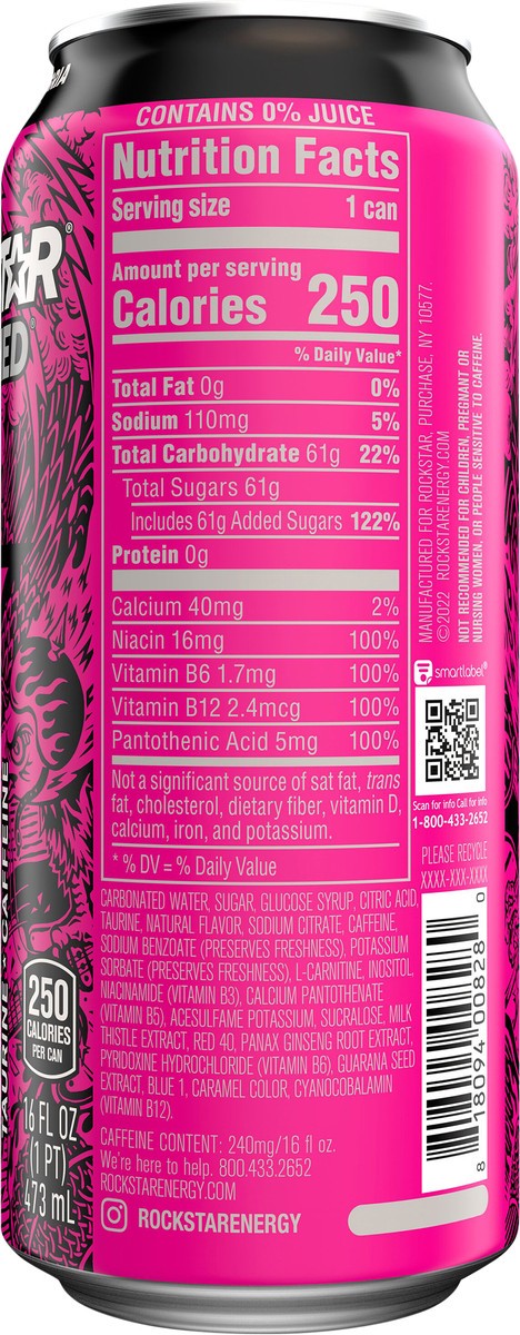 slide 4 of 5, Rockstar Energy Drink, Berry Sangria, Non-Alcoholic, 16 oz