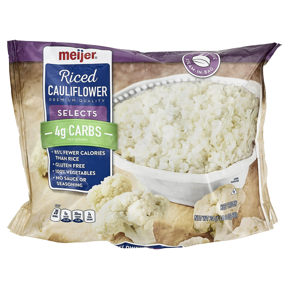 slide 1 of 5, Meijer Microwavable Riced Cauliflower, 24 oz