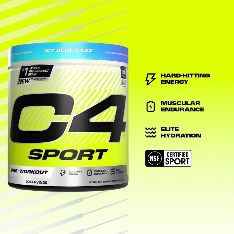 slide 6 of 7, C4 Sport Sport Icy Blue Razz Pre-Workout 8.6 oz, 8.6 oz