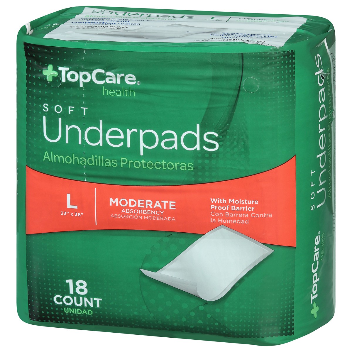 slide 7 of 9, TopCare Everyday Soft Moderate Absorbency L Underpads 18 Each, 18 ct