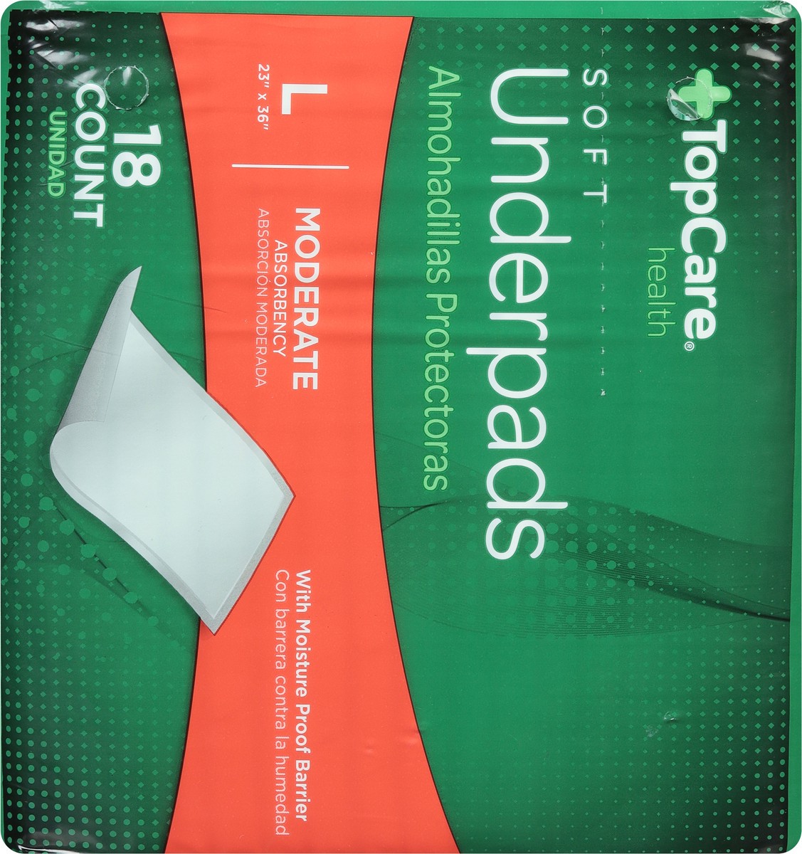 slide 3 of 9, TopCare Everyday Soft Moderate Absorbency L Underpads 18 Each, 18 ct