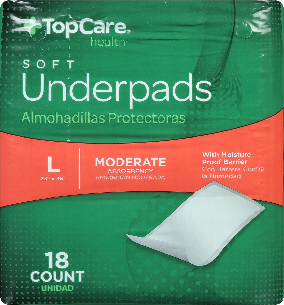 slide 2 of 9, TopCare Everyday Soft Moderate Absorbency L Underpads 18 Each, 18 ct