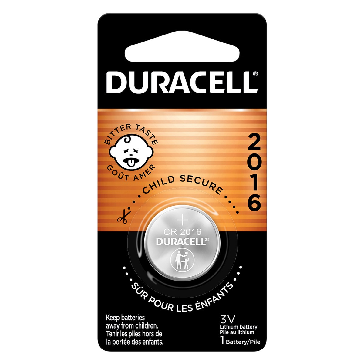 slide 1 of 3, Duracell 3-Volt Lithium 2016 Coin Battery, 1 ct