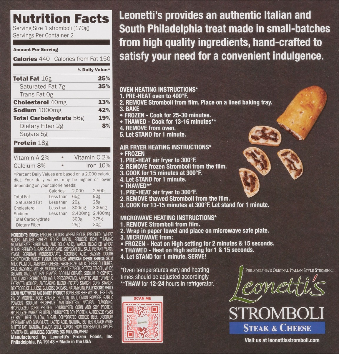 slide 6 of 14, Leonettis 2 Pack Steak & Cheese Stromboli 2 ea, 2 ct