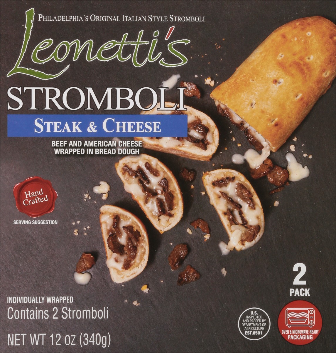 slide 4 of 14, Leonettis 2 Pack Steak & Cheese Stromboli 2 ea, 2 ct