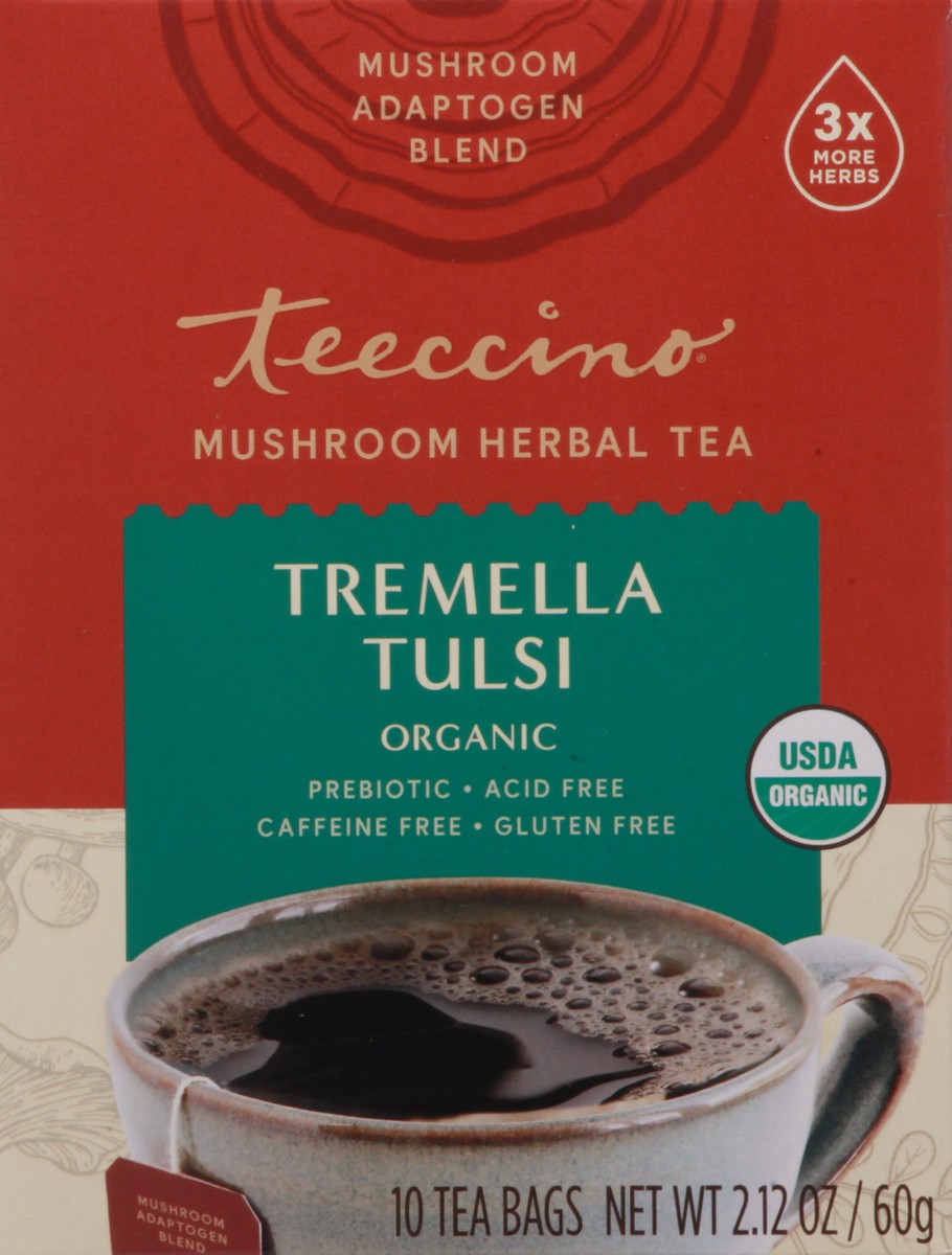 slide 14 of 14, Teeccino Tea Bags Organic Mushroom Tremella Tulsi Herbal Tea - 10 ct, 10 ct