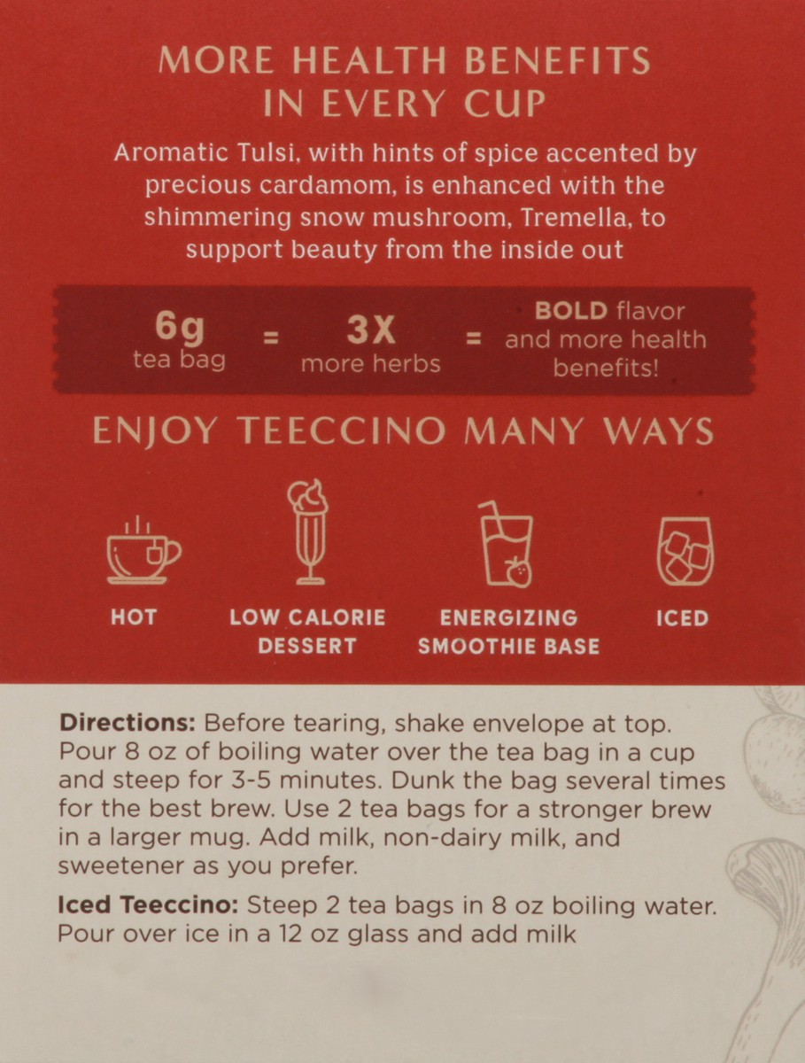 slide 5 of 14, Teeccino Tea Bags Organic Mushroom Tremella Tulsi Herbal Tea - 10 ct, 10 ct
