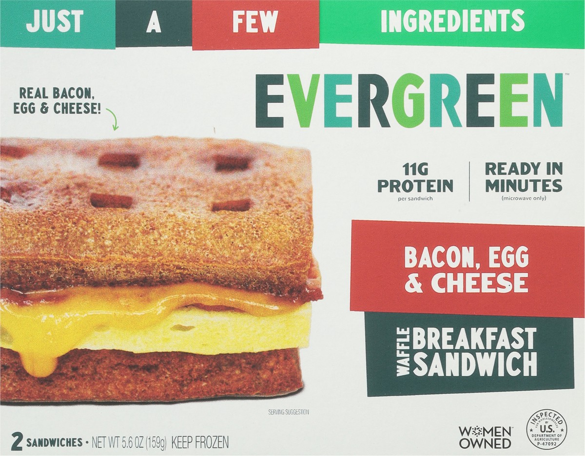 Evergreen Frozen Waffles Bacon, Egg & Cheese Waffle Sandwiches 2 Pack, Shop Online, Shopping List, Digital Coupons