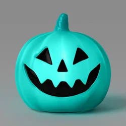 8" Lit Pumpkin Blow Mold Halloween Decorative Prop Teal - Hyde and EEK! Boutique™: Modern Indoor Plastic Decor