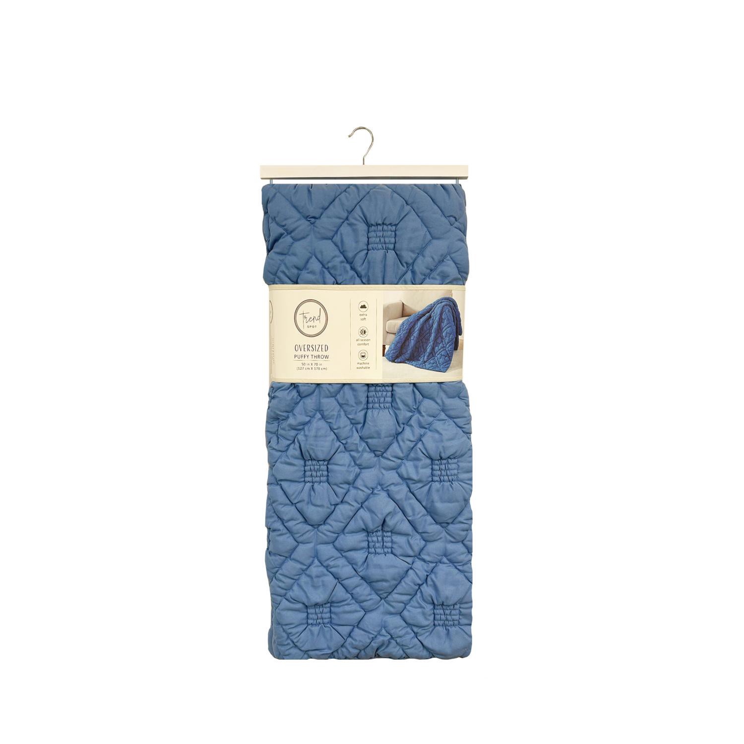 slide 1 of 5, Trend Spot, Puffy Throw, 50 X 70, Blue, 1 ct