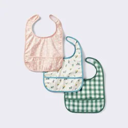 Water Resistant Bibs - 3pk - Floral/Checkerboard - Cloud Island™
