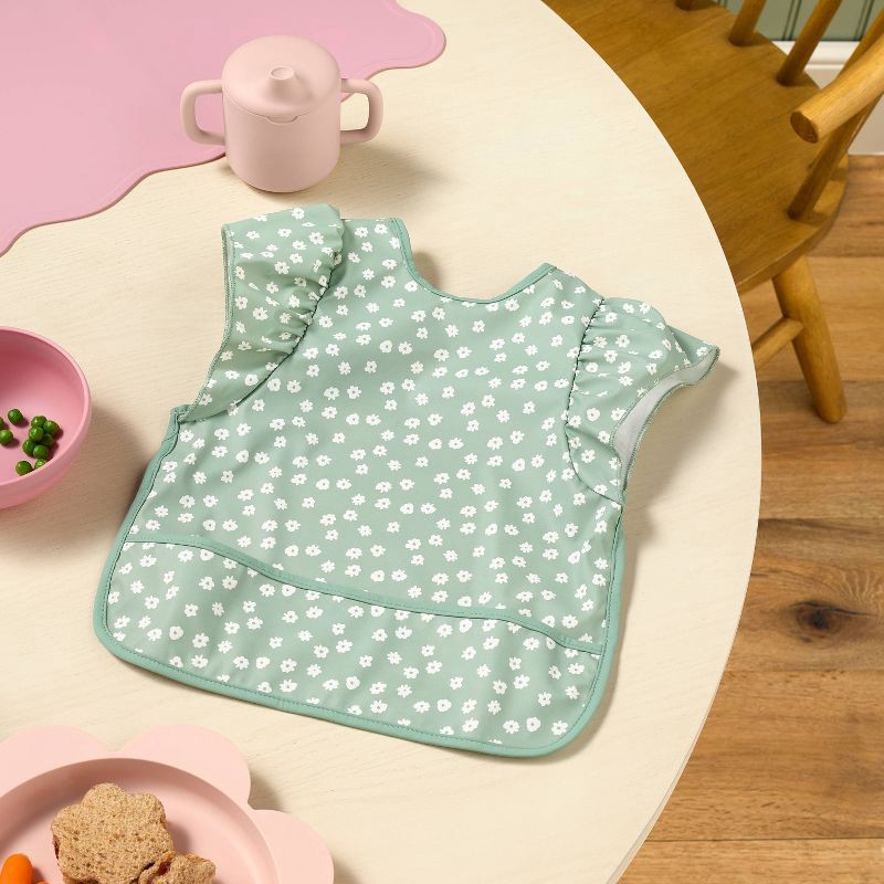 slide 2 of 4, Short Sleeve Bib - Floral Ruffle - Cloud Island™, 1 ct