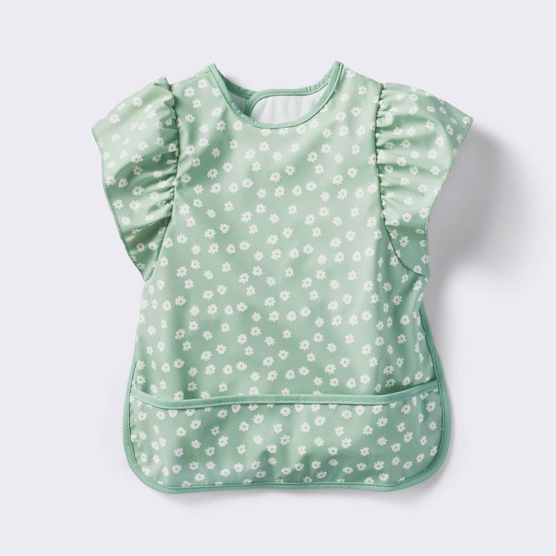 slide 1 of 4, Short Sleeve Bib - Floral Ruffle - Cloud Island™, 1 ct