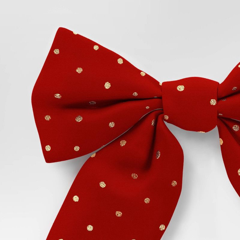 slide 3 of 4, 2ct Metallic Polka Dot Christmas Decorative Bow Red - Wondershop™, 2 ct