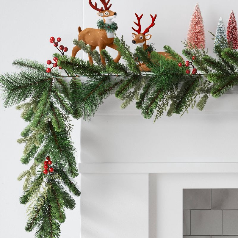 slide 2 of 3, 6' Mixed Greenery with Berries Christmas Artificial Garland - Wondershop™, 1 ct