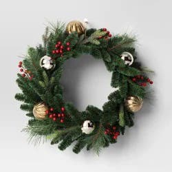 28" Decorated Mixed Greenery Artificial Christmas Wreath Green - Wondershop™