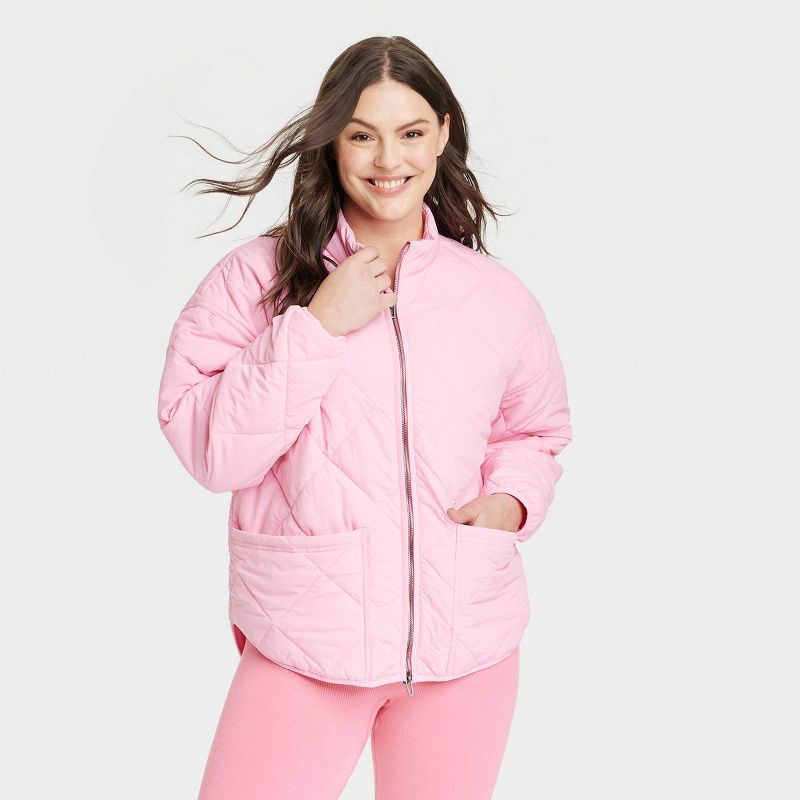 Women's Quilted Puffer Jacket - All in Motion Pink XXL 1 ct | Shipt