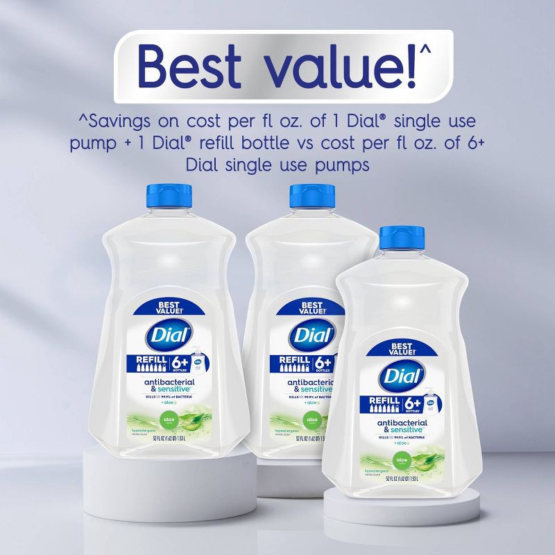 slide 4 of 11, Dial Antibacterial Sensitive Hand Soap Gel Refill - Aloe - 52 fl oz, 52 fl oz