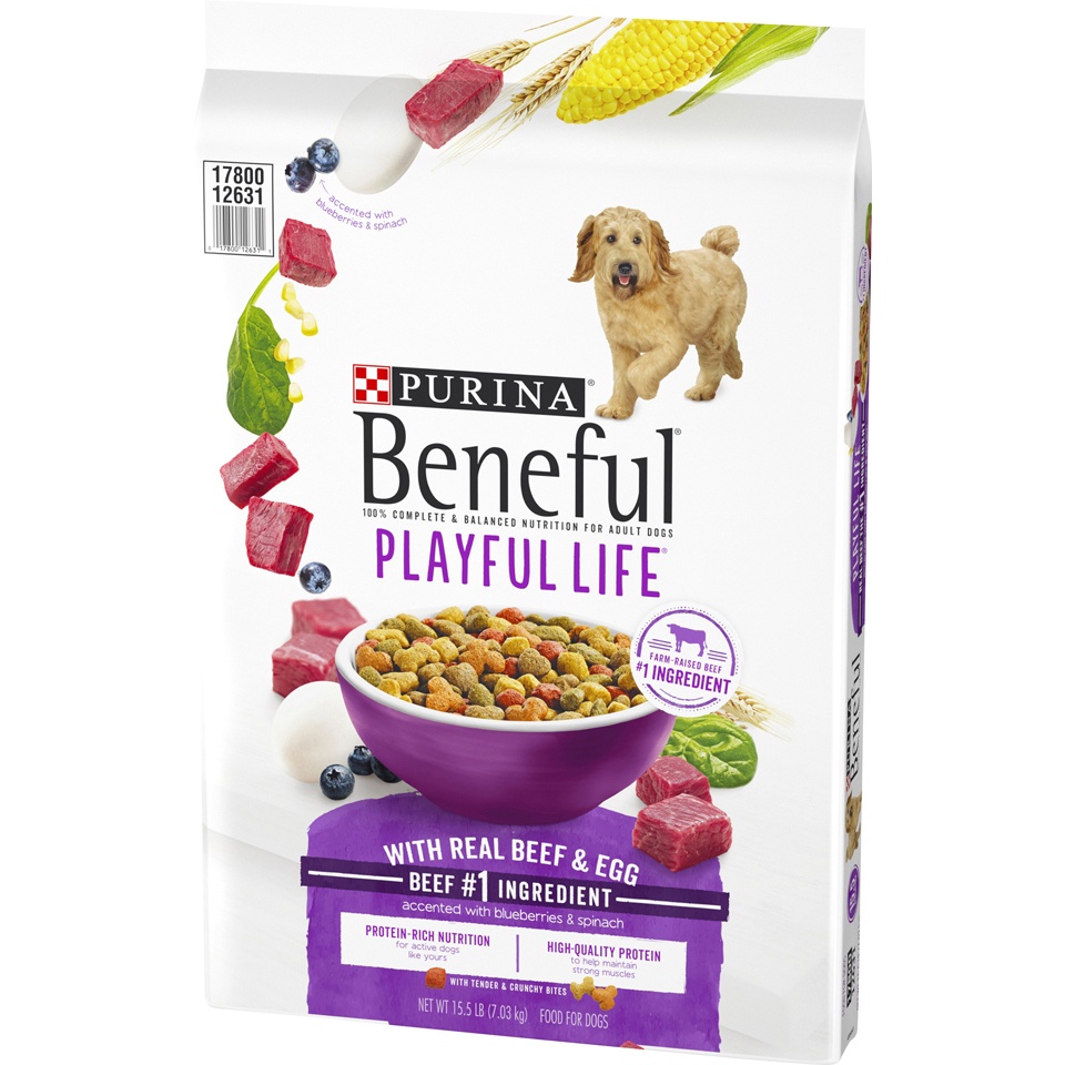 slide 5 of 9, Purina Beneful Playful Life With Real Beef & Egg Dog Food, 15.5 lb