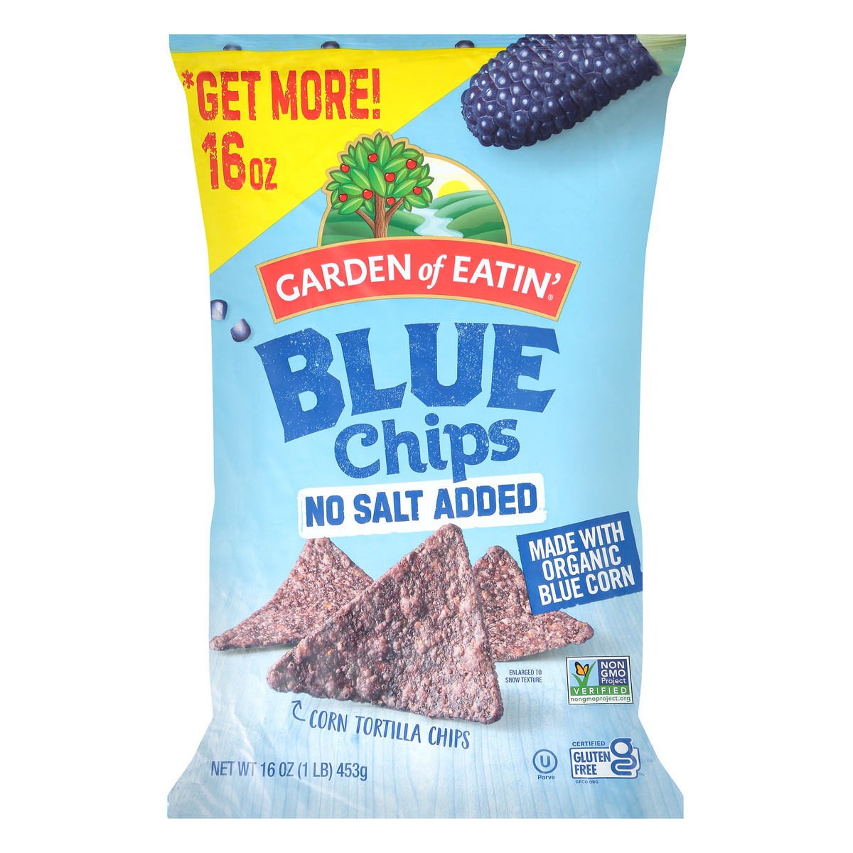 slide 1 of 1, Garden of Eatin' Garden Of Eatin Blue No Salt Corn Chips, 16 oz