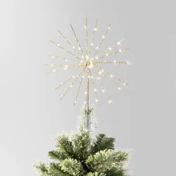 14" Pre-lit Dewdrop Glittered Starburst Christmas Tree Topper Champagne with Cool White Twinkle/Warm White Steady Lights - Wondershop™