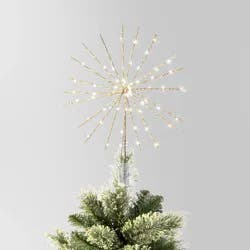 14" Pre-lit Dewdrop Glittered Starburst Christmas Tree Topper Champagne with Cool White Twinkle/Warm White Steady Lights - Wondershop™