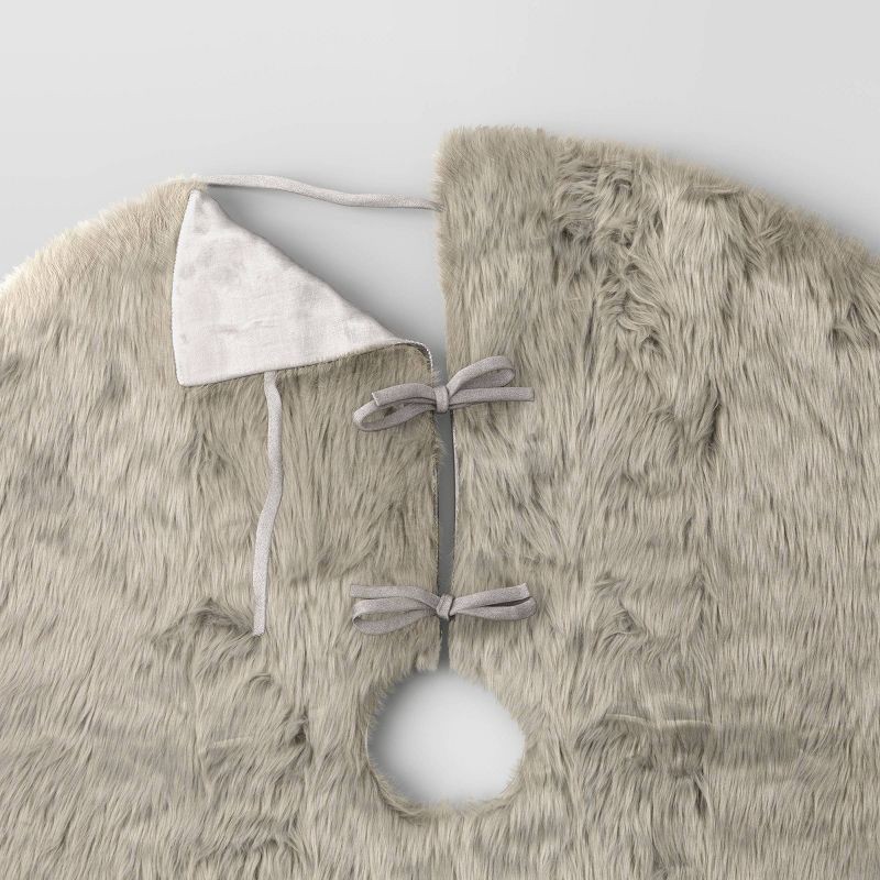 slide 4 of 4, 48" Faux Fur Christmas Tree Skirt Gray - Wondershop™, 1 ct